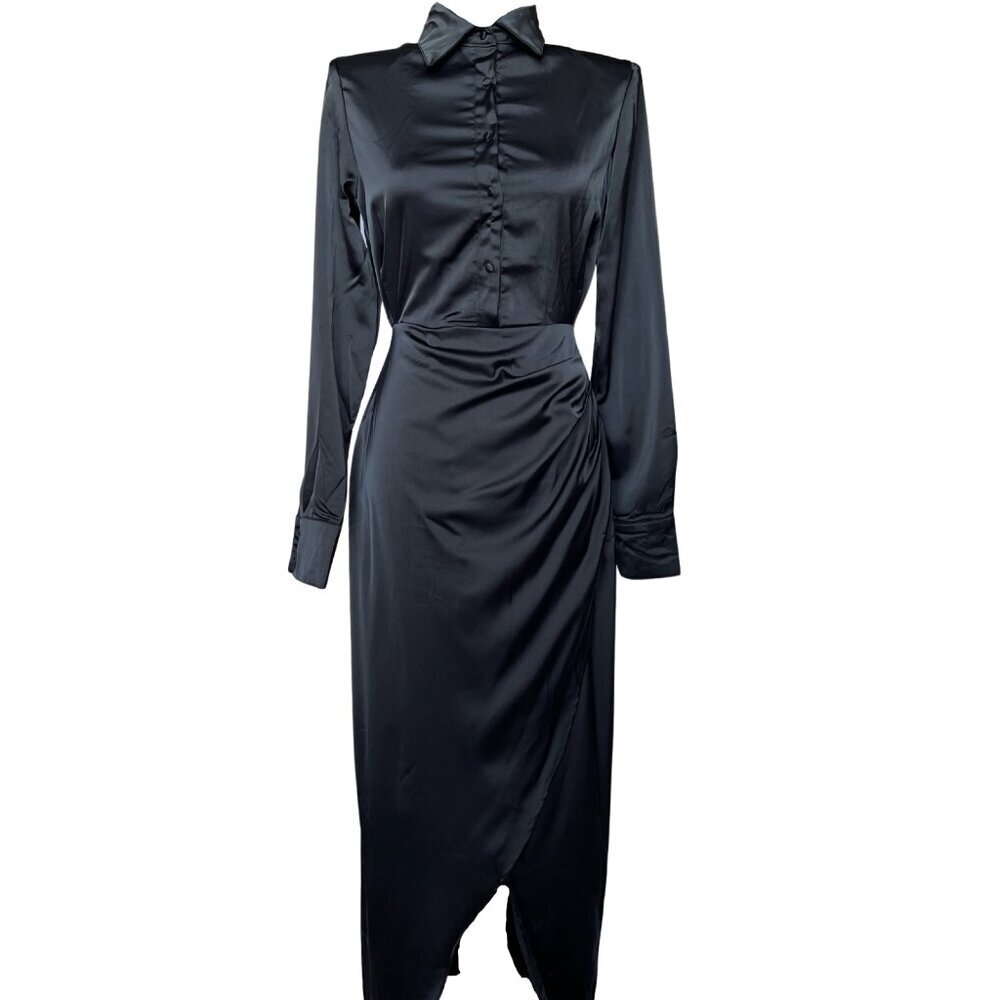 Nasty Gal Satin Wrap Maxi Dress